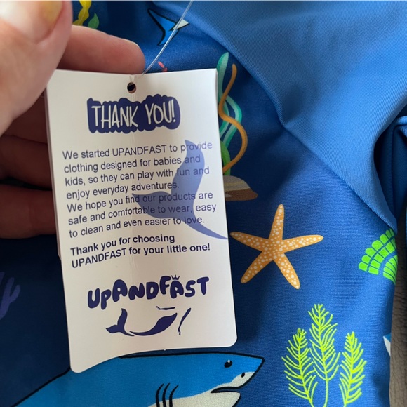 NWT upandfast Baby one piece Swimsuit UPF 50+ Sun Protection with Sun Hat 9-12 m - Picture 9 of 11